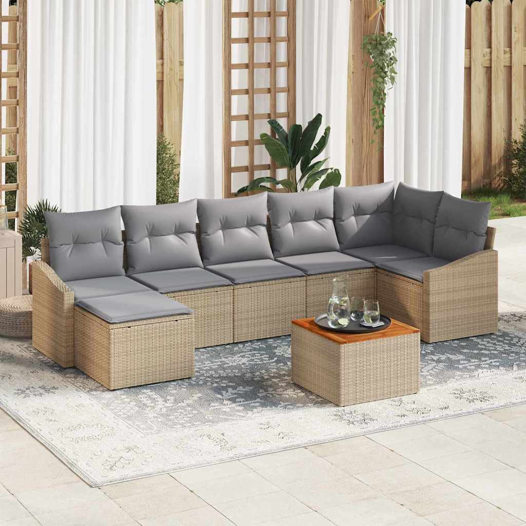 Set Divano da Giardino 8 pcs Beige e Grigio Chiaro polyrattan | homemem39