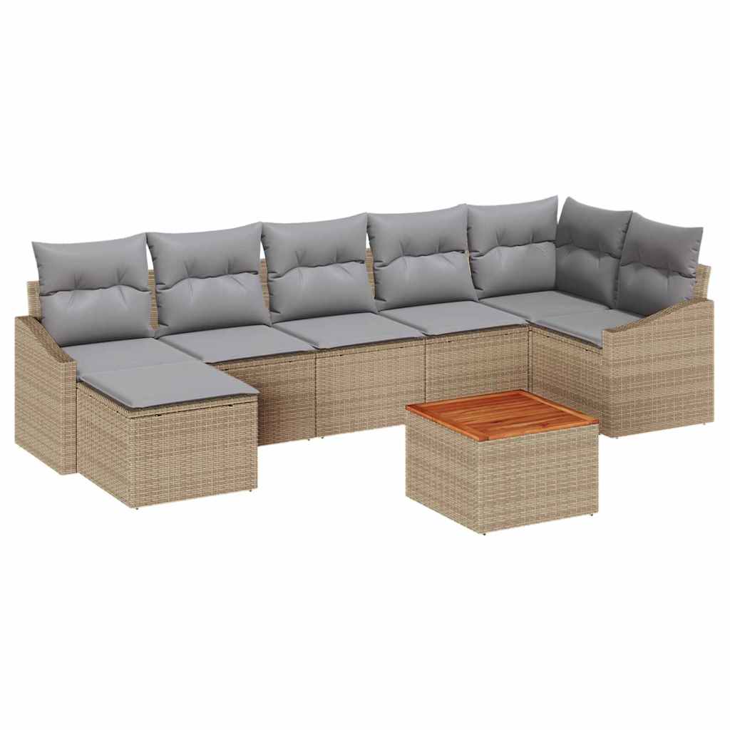 Set Divano da Giardino 8 pcs Beige e Grigio Chiaro polyrattan | homemem39