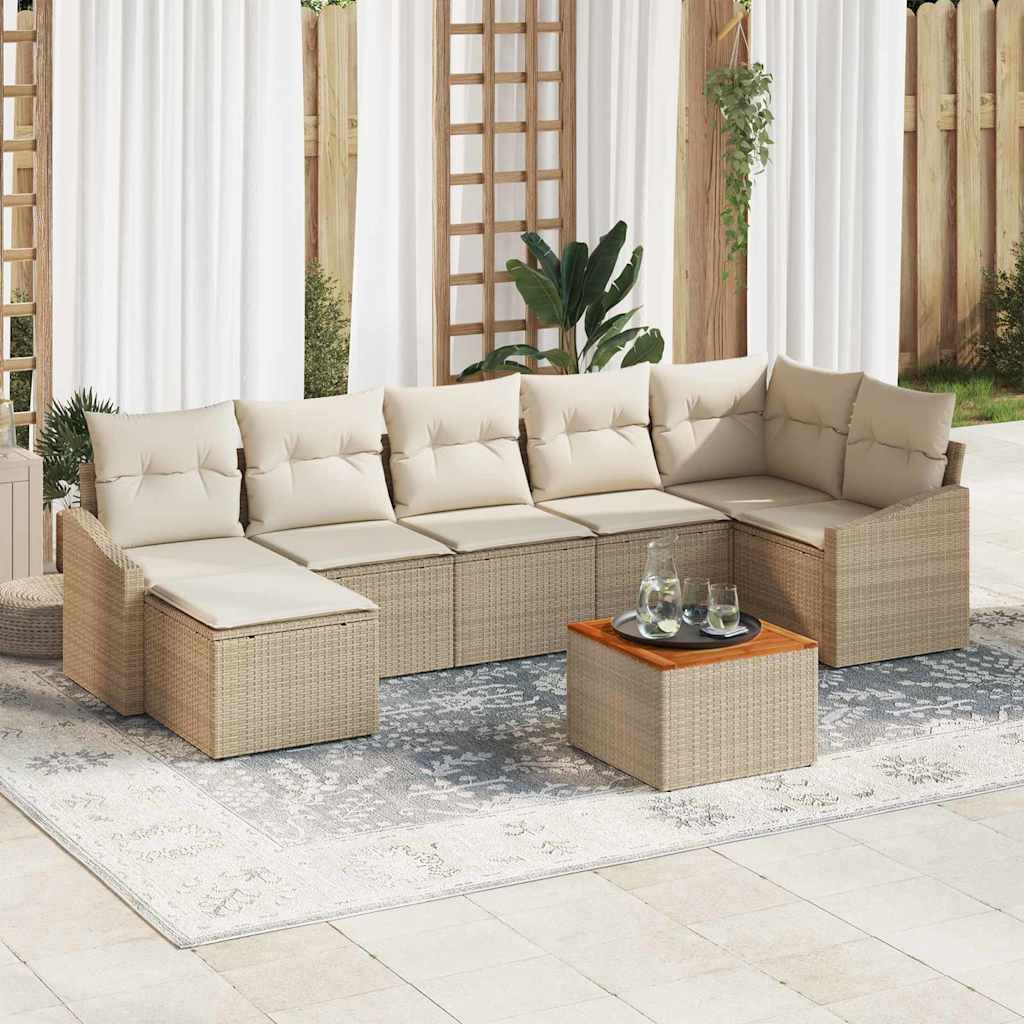Set Divano da Giardino 8 pcs Beige e bianco - homemem39
