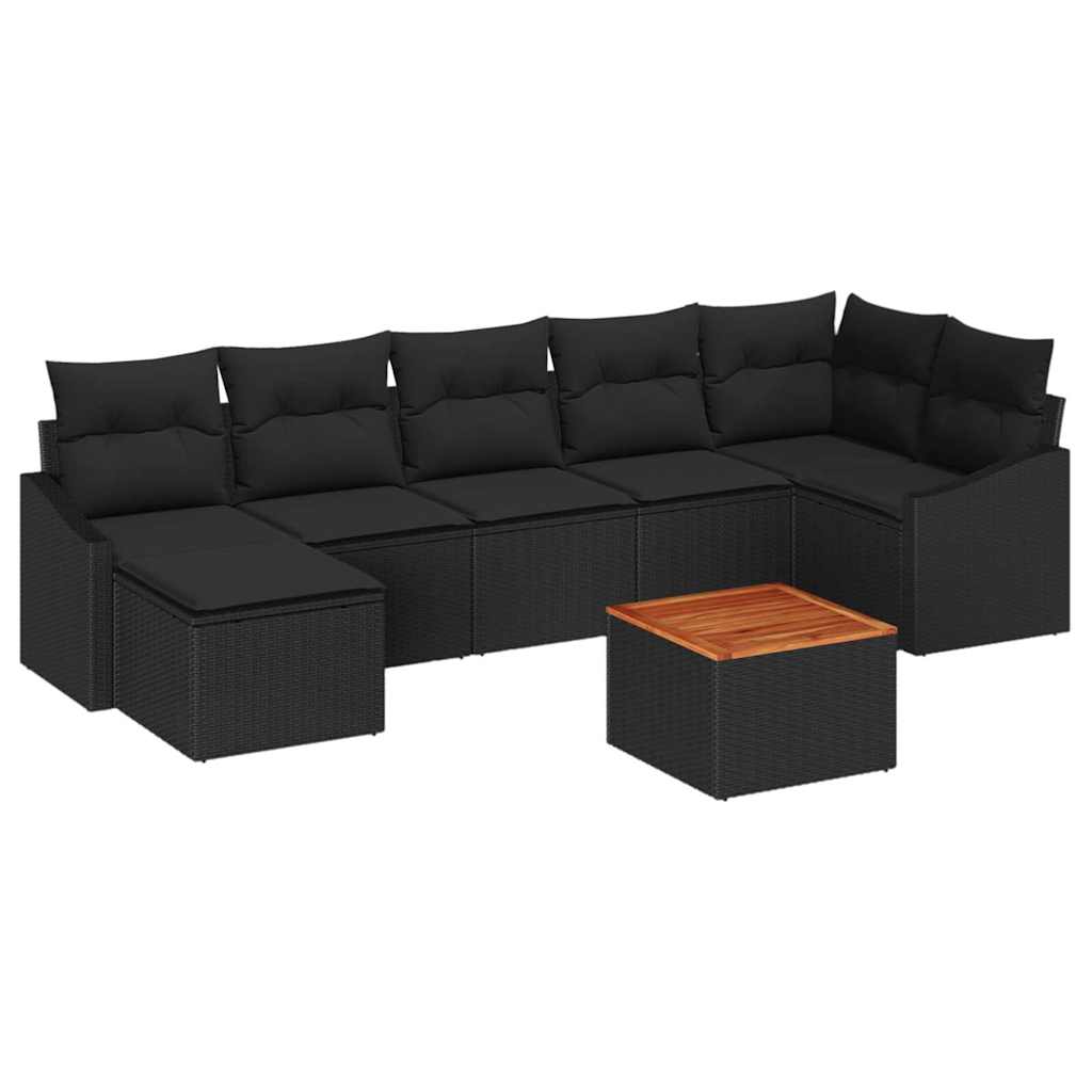 Set Divano da Giardino con archiviazione 8 pcs Nero polyrattan | homemem39