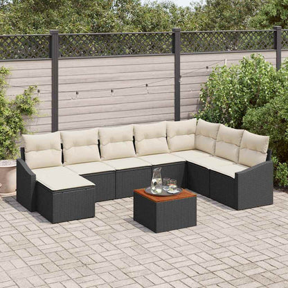 Set Divano da Giardino 9 pcs Nero e bianco - homemem39