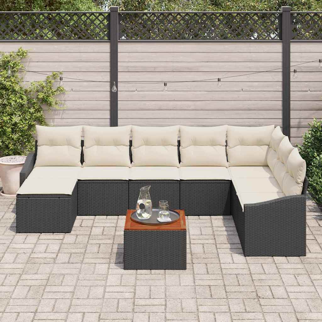 Set Divano da Giardino 9 pcs Nero e bianco - homemem39