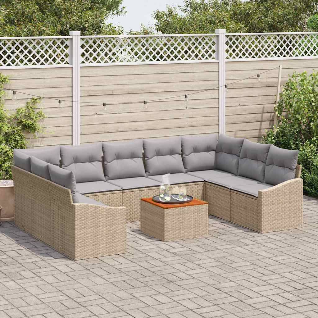 Set Divano da Giardino 10 pcs beige e grigio chiaro - homemem39