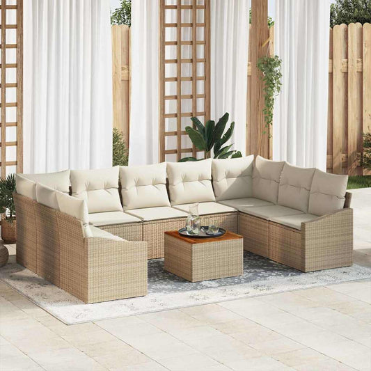 Set Divano da Giardino 10 pcs Beige e bianco - homemem39