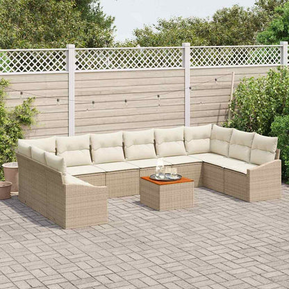 Set Divano da Giardino 11 pcs Beige e Crema polyrattan