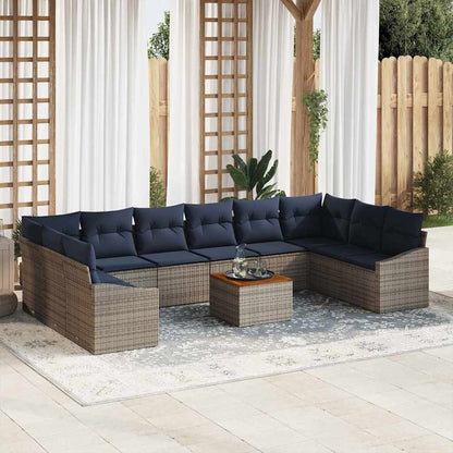 Set Divano da Giardino 11 pcs Grigio e Blu Navy | homemem39