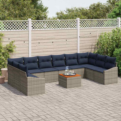 Set Divano da Giardino 11 pcs Grigio e Blu Navy | homemem39
