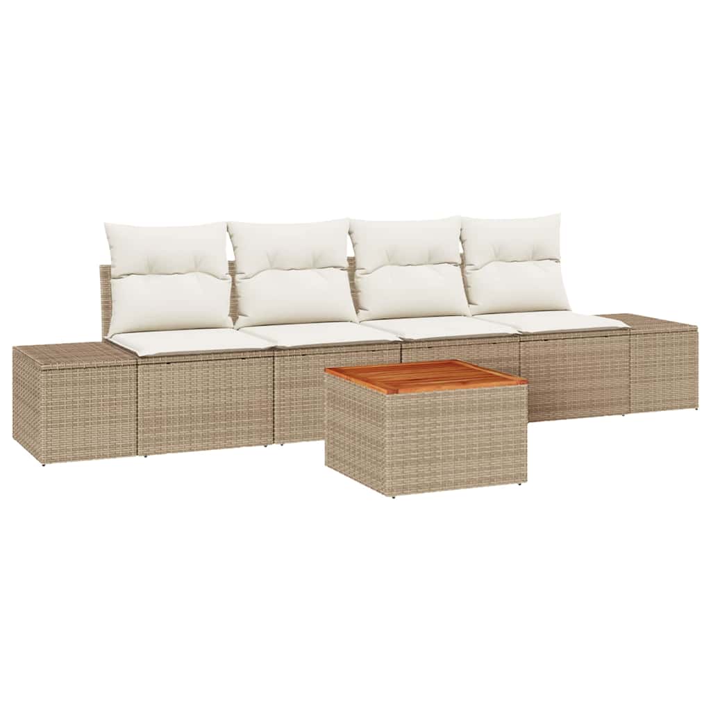 Set Divano da Giardino 5 pcs Beige e bianco - homemem39