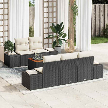 Set Divano da Giardino 6 pcs Nero e Crema polyrattan | homemem39