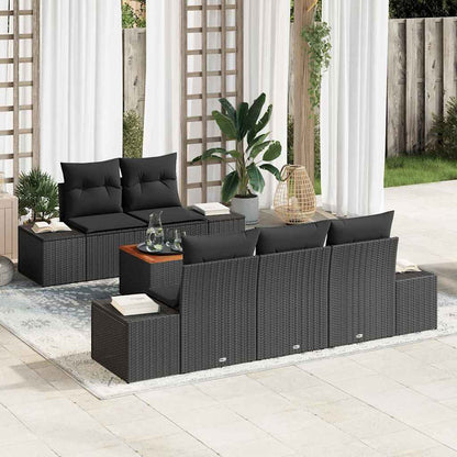 Set Divano da Giardino con archiviazione 6 pcs Nero polyrattan | homemem39