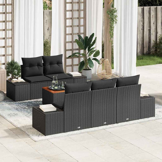 Set Divano da Giardino 6 pcs Nero - homemem39