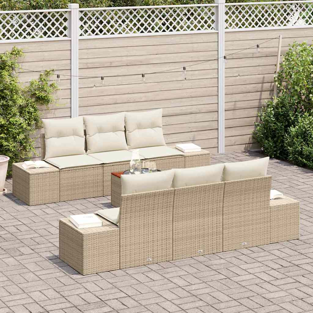 Set Divano da Giardino 7 pcs Beige e bianco - homemem39