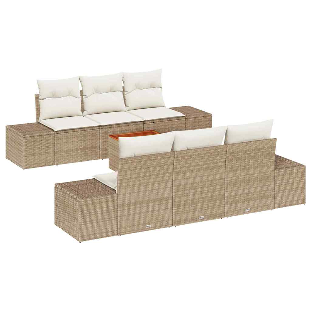 Set Divano da Giardino 7 pcs Beige e bianco - homemem39