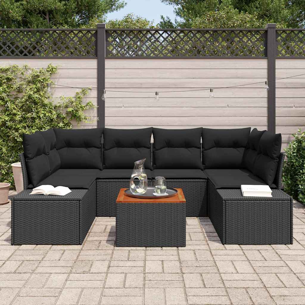 Set Divano da Giardino 7 pcs Nero - homemem39