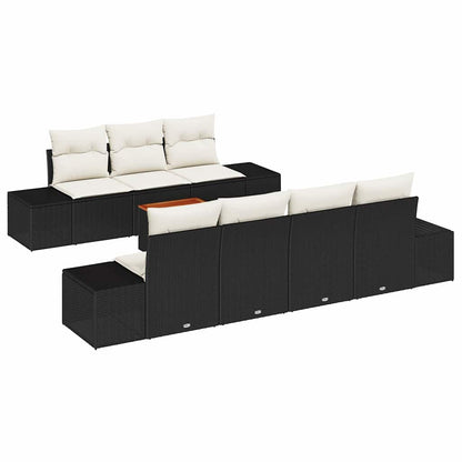 Set Divano da Giardino 8 pcs Nero e Crema polyrattan | homemem39