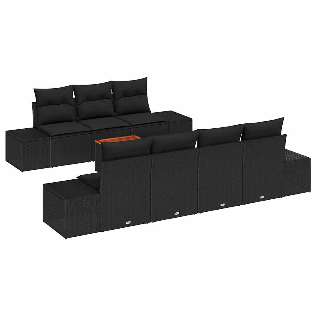 Set Divano da Giardino 8 pcs Nero - homemem39