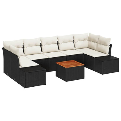 Set Divano da Giardino 8 pcs Nero e Crema polyrattan | homemem39