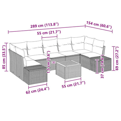 Set Divano da Giardino 8 pcs Beige e Crema polyrattan | homemem39