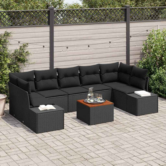 Set Divano da Giardino 8 pcs Nero - homemem39