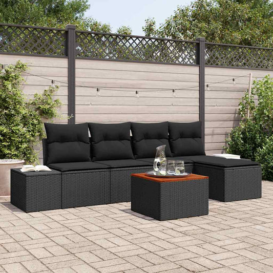 Set Divano da Giardino 6 pcs Nero - homemem39
