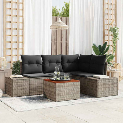 Set Divano da Giardino 5 pcs Grigio polyrattan