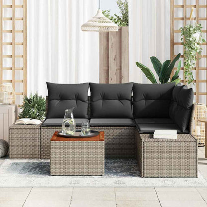 Set Divano da Giardino 5 pcs Grigio polyrattan