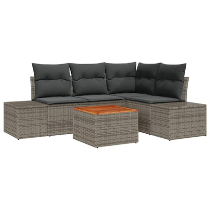 Set Divano da Giardino 5 pcs Grigio polyrattan