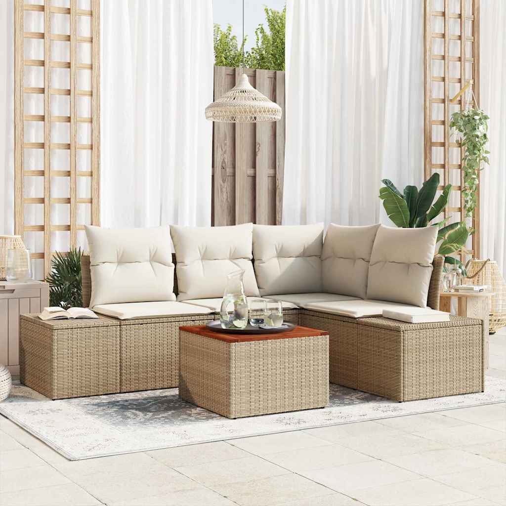 Set Divano da Giardino 5 pcs Beige e bianco - homemem39