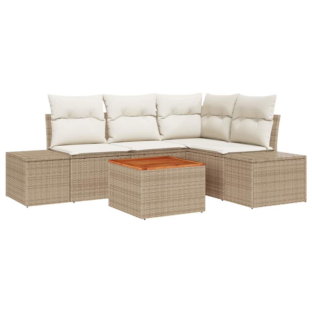 Set Divano da Giardino 5 pcs Beige e bianco - homemem39