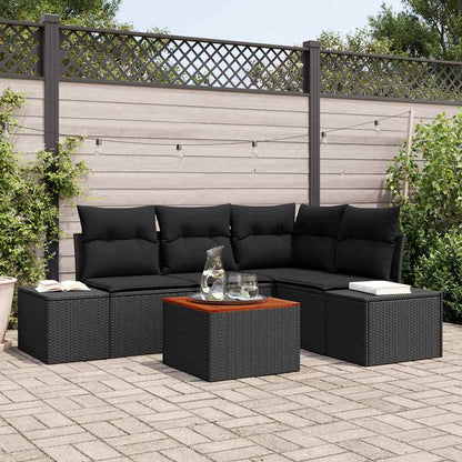 Set Divano da Giardino con archiviazione 5 pcs Nero polyrattan | homemem39