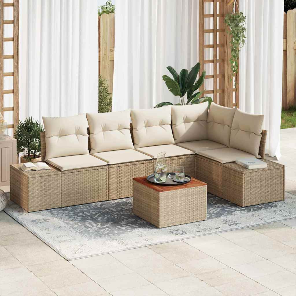 Set Divano da Giardino 6 pcs Beige e bianco - homemem39