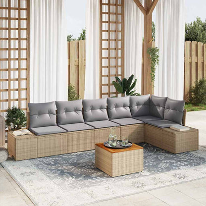Set Divano da Giardino 7 pcs Beige e Grigio Chiaro polyrattan | homemem39