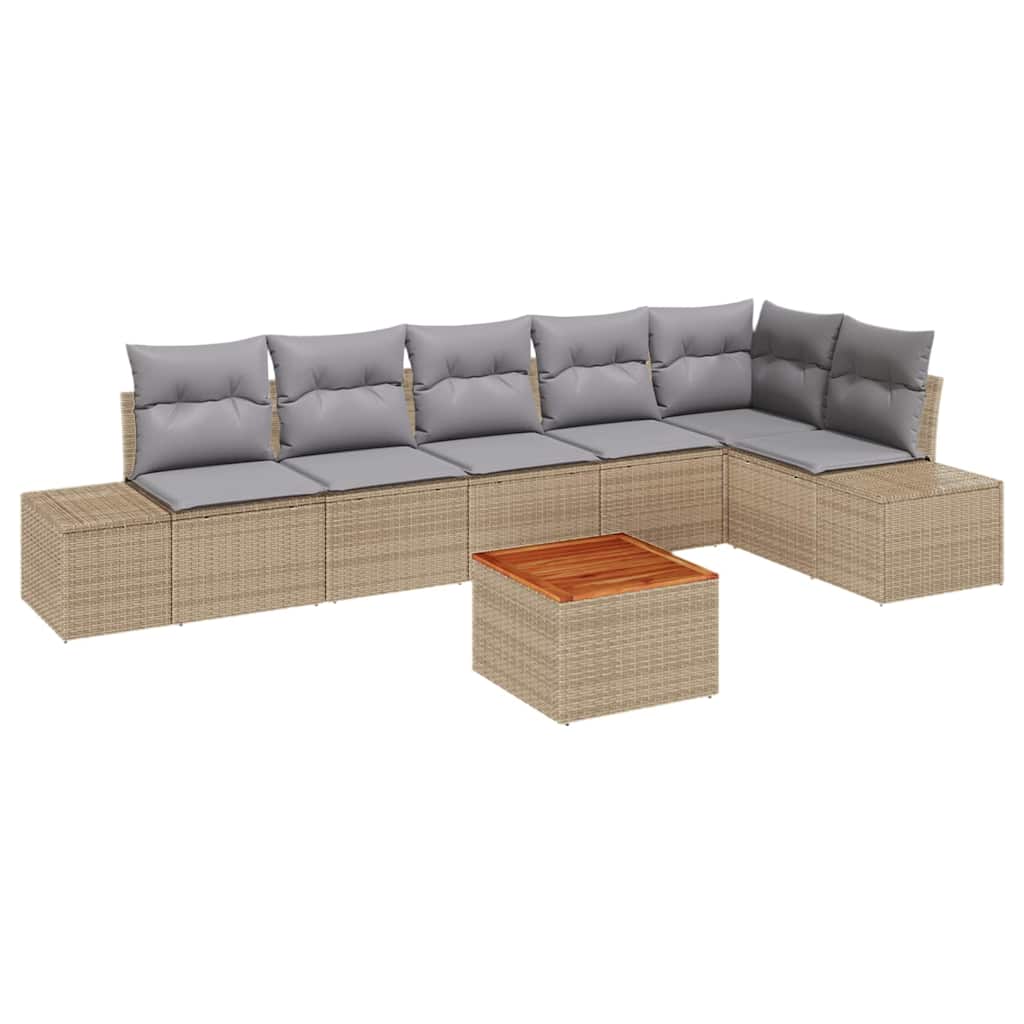 Set Divano da Giardino 7 pcs Beige e Grigio Chiaro polyrattan | homemem39