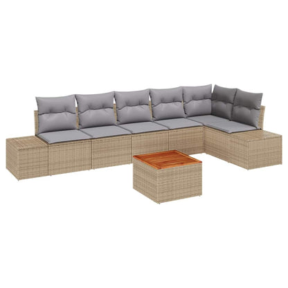 Set Divano da Giardino 7 pcs Beige e Grigio Chiaro polyrattan | homemem39
