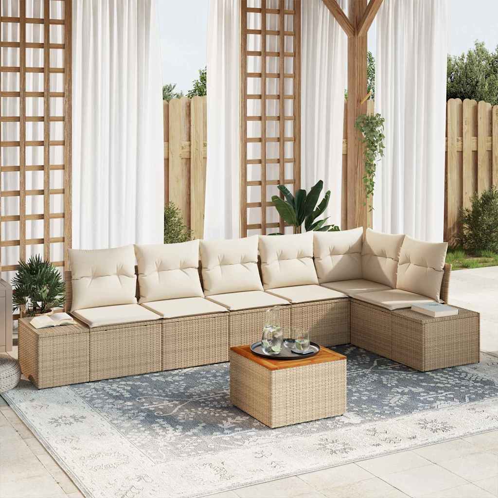 Set Divano da Giardino 7 pcs Beige e bianco - homemem39