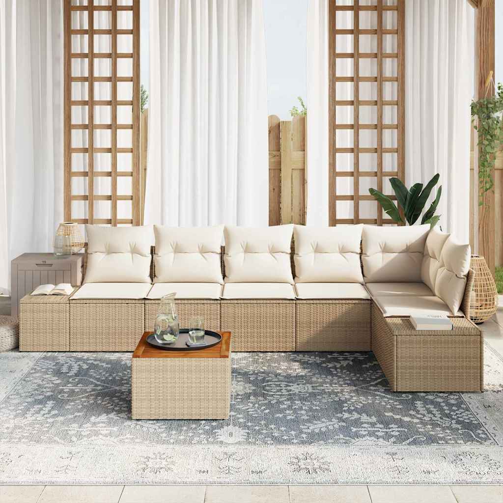 Set Divano da Giardino 7 pcs Beige e bianco - homemem39
