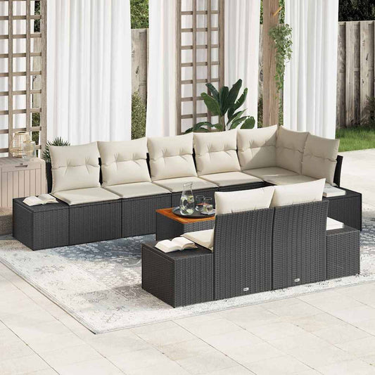 Set Divano da Giardino 9 pcs Nero e bianco - homemem39