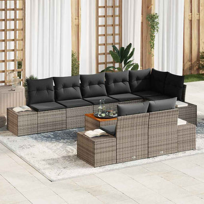 Set Divano da Giardino con archiviazione 9 pcs Grigio