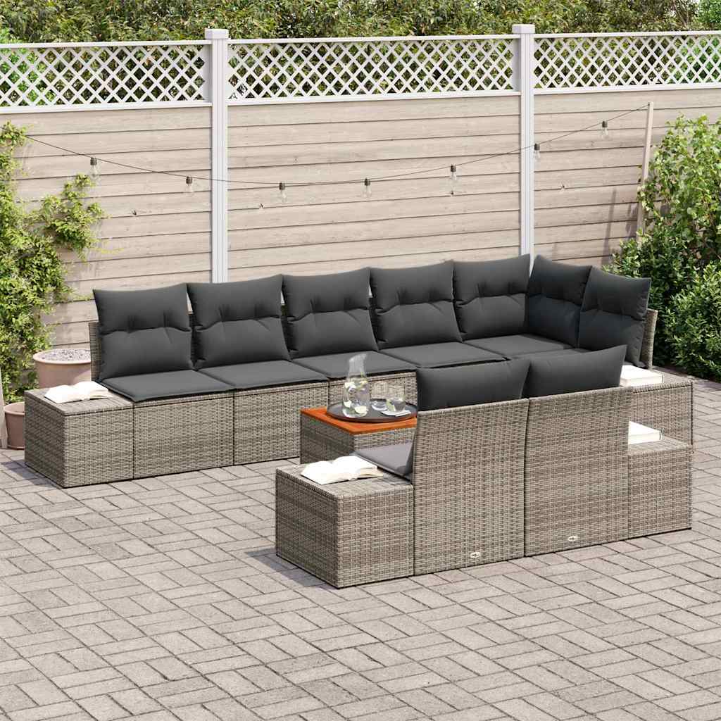 Set Divano da Giardino con archiviazione 9 pcs Grigio