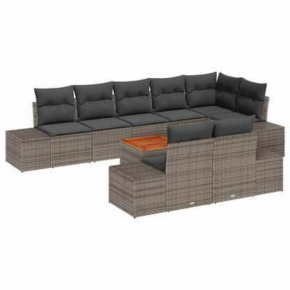 Set Divano da Giardino con archiviazione 9 pcs Grigio
