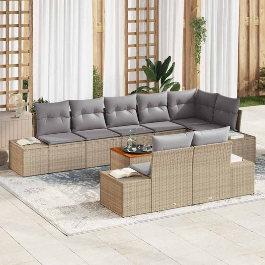 Set Divano da Giardino 9 pcs beige e grigio chiaro