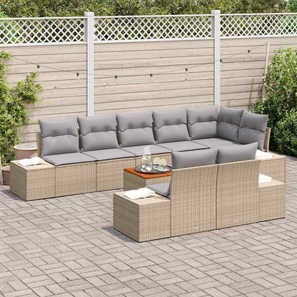 Set Divano da Giardino 9 pcs beige e grigio chiaro | homemem39