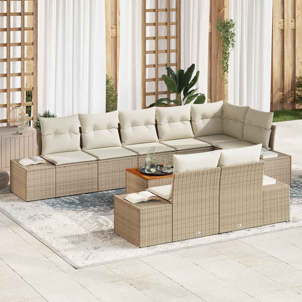 Set Divano da Giardino 9 pcs Beige e bianco - homemem39