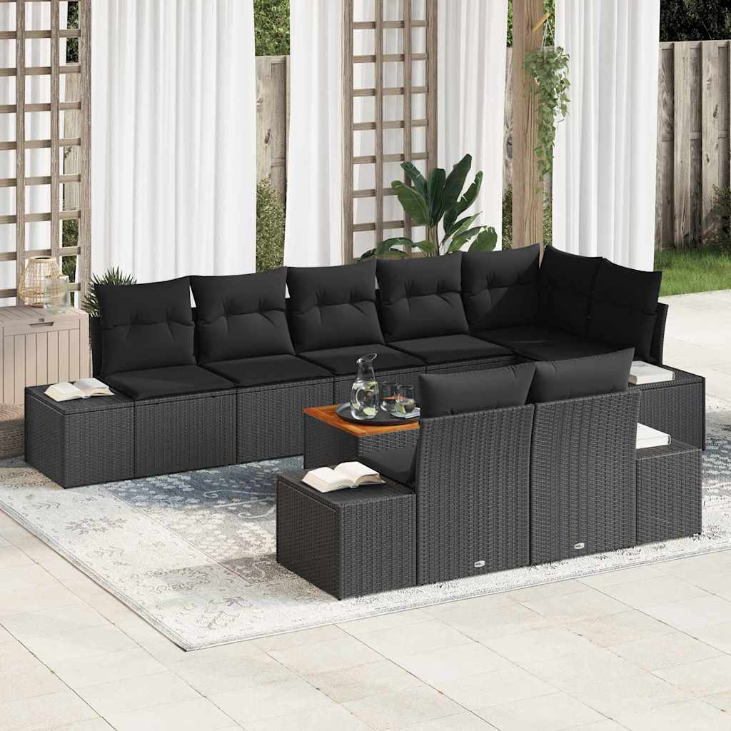 Set Divano da Giardino con archiviazione 9 pcs Nero | homemem39