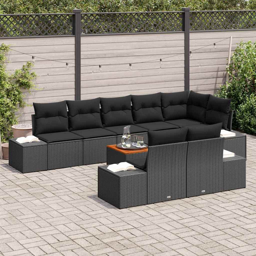 Set Divano da Giardino con archiviazione 9 pcs Nero | homemem39