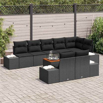 Set Divano da Giardino con archiviazione 9 pcs Nero | homemem39