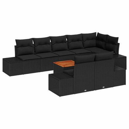 Set Divano da Giardino con archiviazione 9 pcs Nero | homemem39