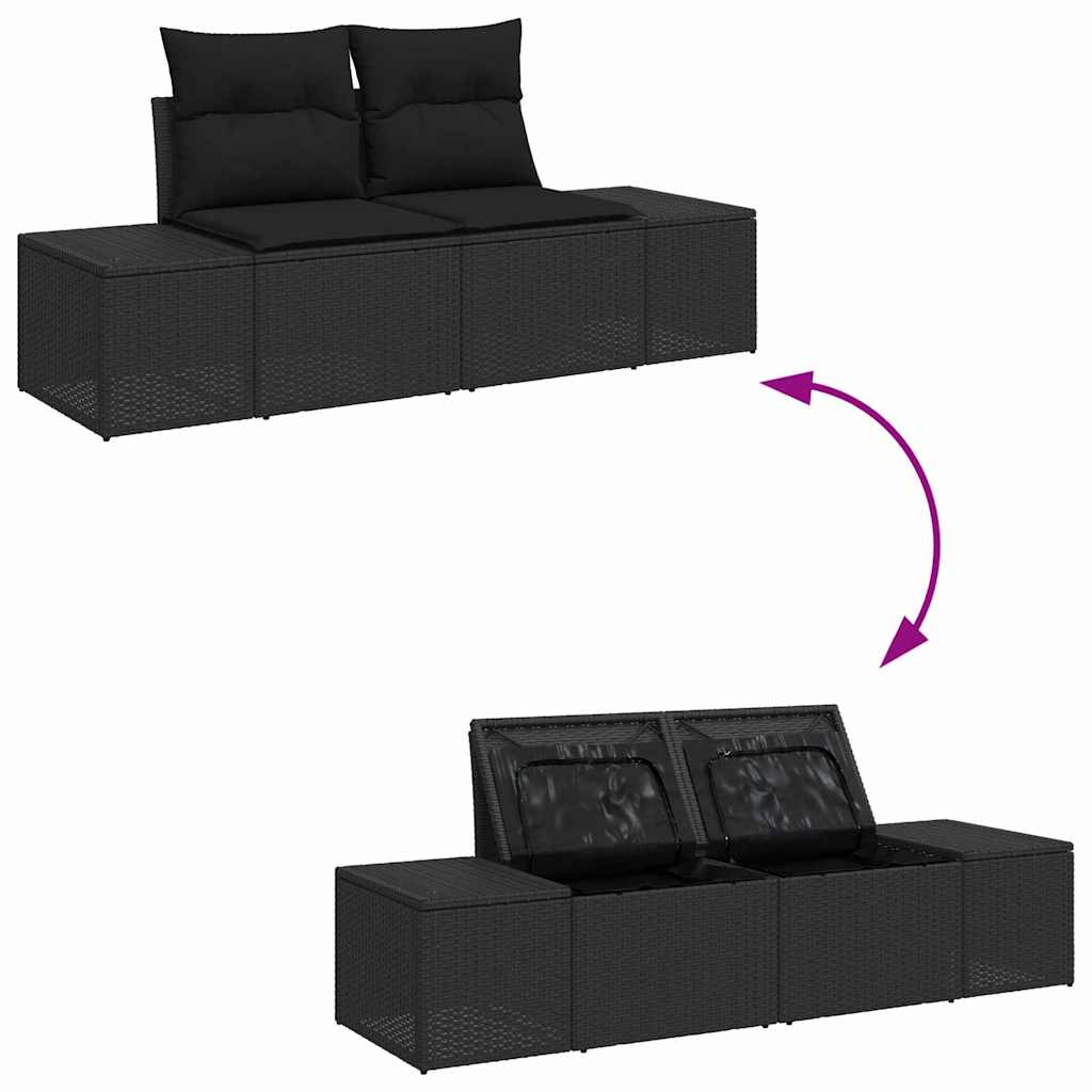 Set Divano da Giardino con archiviazione 9 pcs Nero | homemem39