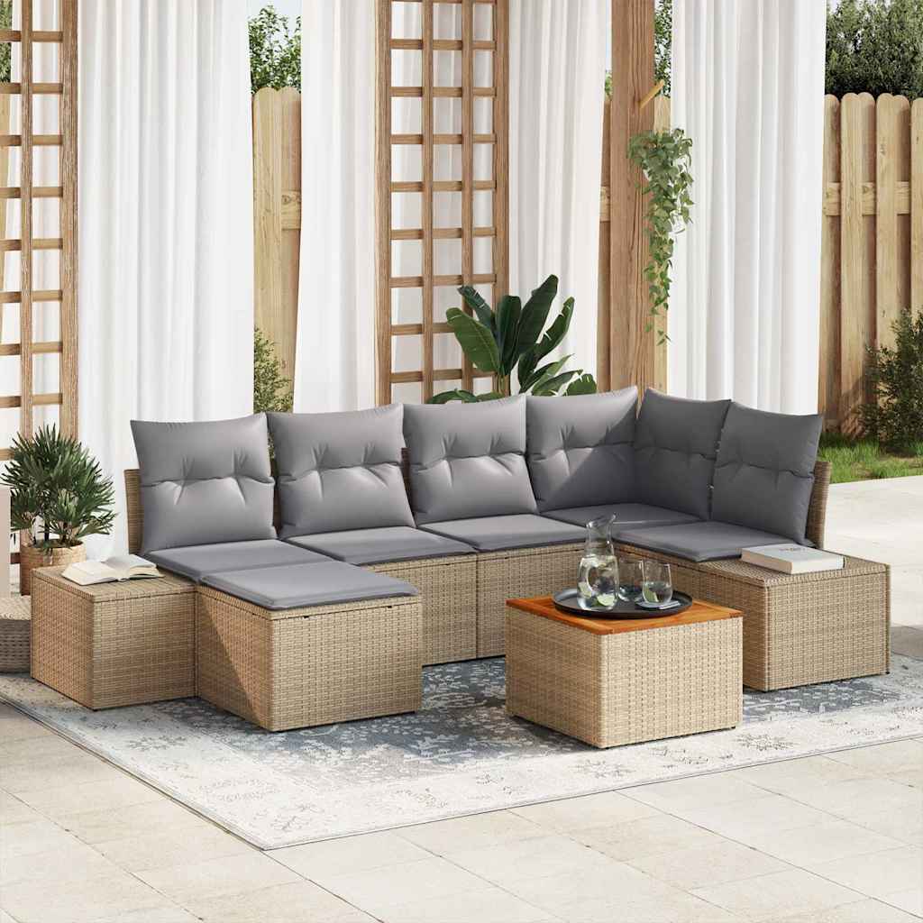 Set Divano da Giardino 7 pcs beige e grigio chiaro - homemem39