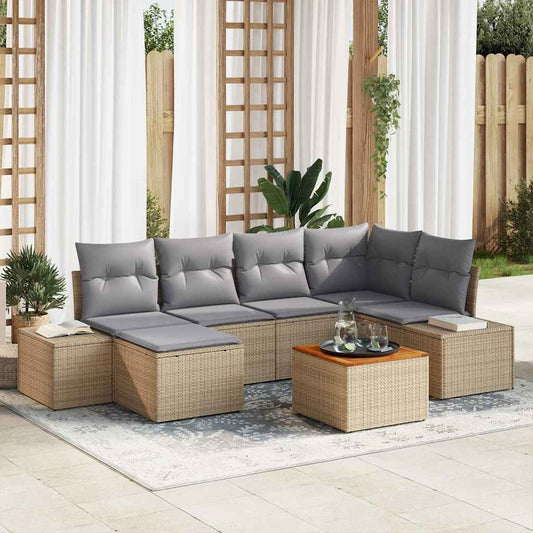 Set Divano da Giardino 7 pcs beige e grigio chiaro - homemem39
